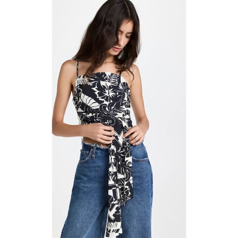 Le Superbe Black and White Floral Luau Tube Top NEW NWT